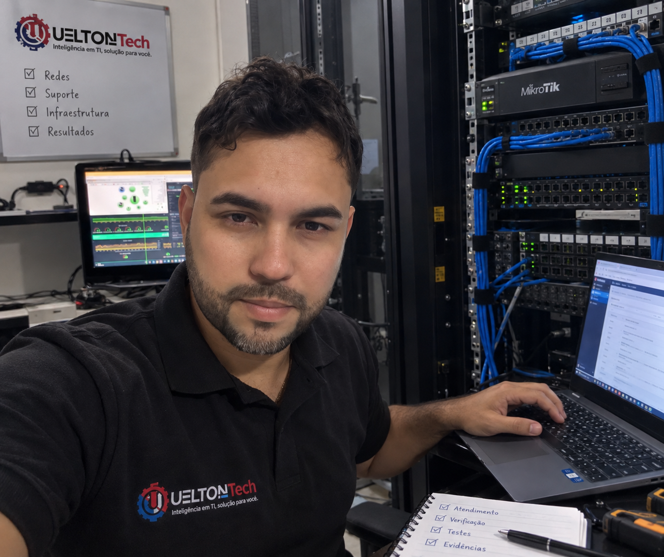Profissional UELTONTech em ambiente de infraestrutura de TI